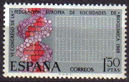 ESPAÑA 1969 1920 Sello Nuevo VI Congreso Europeo de Bioquimica