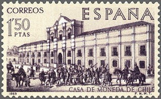 ESPAÑA 1969 1940 Sello Nuevo Serie Forjadores de America Casa de la Moneda Santiago Chile