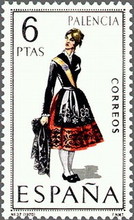 ESPAÑA 1970 1949 Sello Nuevo Serie Trajes Tipicos Españoles Palencia c/señal charnela