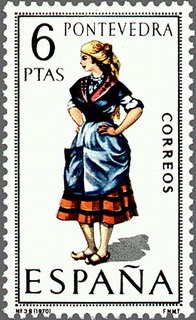 ESPAÑA 1970 1950 Sello Nuevo Serie Trajes Tipicos Españoles Pontevedra c/señal charnela