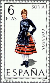 ESPAÑA 1970 1957 Sello Nuevo Serie Trajes Tipicos Españoles Soria c/señal charnela