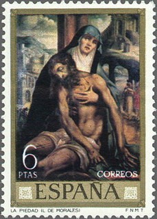 ESPAÑA 1970 1971 Sello Nuevo Dia del Sello Pintor Luis de Morales El Divino La Piedad