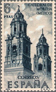 ESPAÑA 1970 2000 Sello Nuevo Forjadores America Mexico Catedral de Morelia