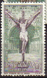 ESPAÑA 1971 2051 Sello Nuevo Año Santo Compostelano Crucifijo Sta. Mª de la Reina