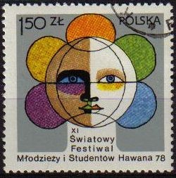 POLONIA 1978 Michel 2565 Sello Festival Estudiantil Swiatowy Hawana Yvert 2389