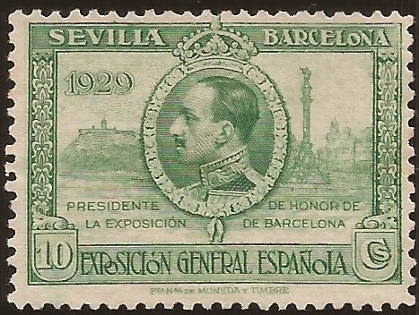 Alfonso XIII y Barcelona  1929   10 cents