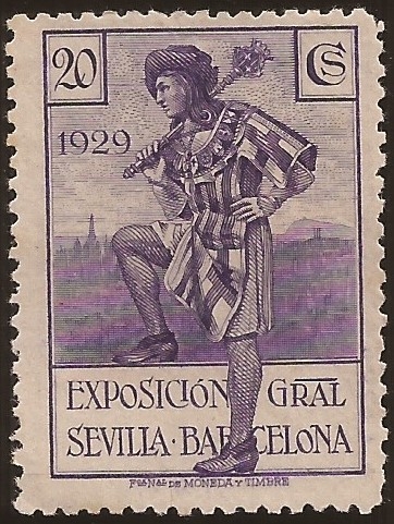 Macero Ayto BCN. Pro Expos BCN y Sevilla  1929  20 cents