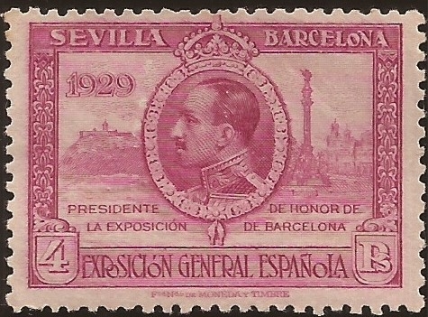 Alfonso XIII y Barcelona  1929  4 ptas