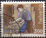 SUIZA Switzerland Suisse 1987 Scott843A Sello Profesiones Carpintero Michel1533 Usado