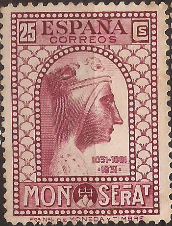 IX Cent Fundación Monasterio de Montserrat  1931  25 cents