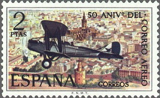 ESPAÑA 1971 2059 Sello Nuevo L Aniversario Correo Aereo Avion De Havilland DH-9