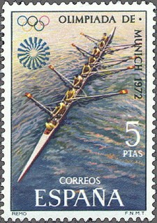 ESPAÑA 1972 2100 Sello Nuevo XX Juegos Olimpicos de Munich Remo