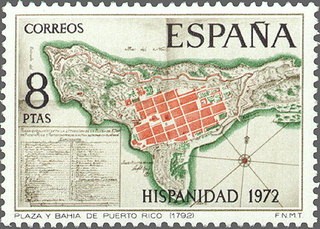 ESPAÑA 1972 2110 Sello Nuevo Hispanidad Puerto Rico Plano Situación Plaza