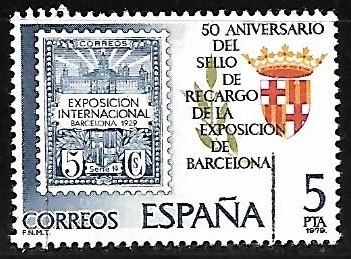 50 Aniversá de la Exposición de Barcelonario del sello de recargo