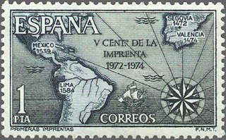 ESPAÑA 1973 2164 Sello Nuevo V Centenario de la Imprenta Desarrollo de la Imprenta en el Imperio Esp