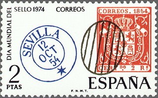 ESPAÑA 1974 2179 Sello Nuevo Dia Mundial del Sello Parrilla Sevilla Spain