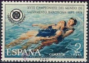 ESPAÑA 1974 2202 Sello Nuevo XVIII Campeónatos del Mundo Salvamento Acuatico Spain