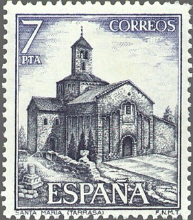 ESPAÑA 1975 2271 Sello Nuevo IX Serie Turistica Santa Maria Tarrasa Barcelona c/señal charnela