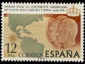 ESPAÑA 1976 2333 Sello Nuevo Primer viaje al continente Americano de SS.MM, los Reyes de España