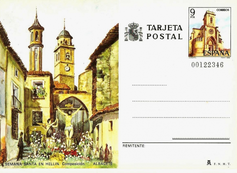 Tarjeta Entero Postal Edifil T127 Hellín Albacete 9 NUEVO