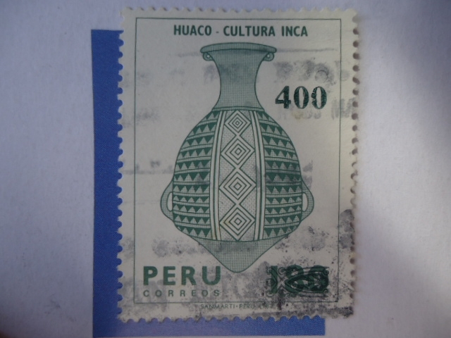 Huaco - Cultura Inca. Estampilla Habilitada.