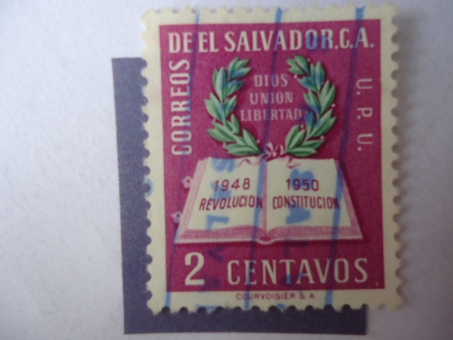 Dios Unión Libertad - Constitución y Corona de Laurel - Revolución Constitución 1948-1950.