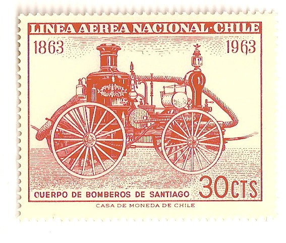 Cent. de la brigada de bomberos de Santiago. Coche de bomberos de 1860.