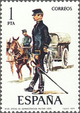 2423 - Uniformes militares - Oficial de Administración Militar (1875)