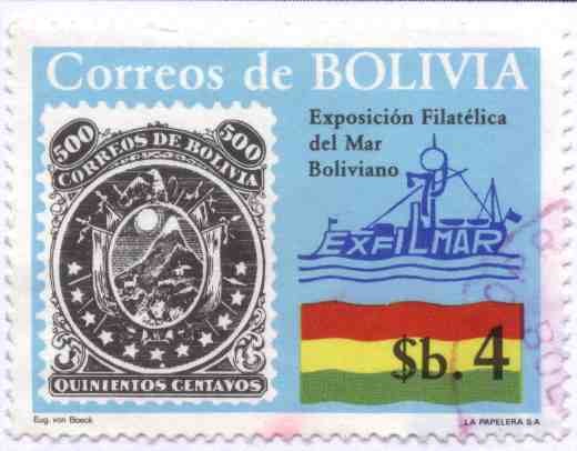 Conmemoracion a la Exposicion Filatelica del Mar boliviano 