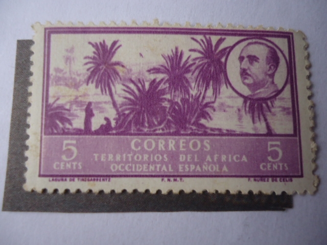 Ed:Es-AO 4 - Oasis de Tinzgarrentz (Sahara-Español)- Territorios del África Occidental Español.