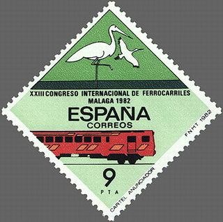 2670 - XXIII Congreso Internacional de Ferrocarriles - Cartel anunciador y tren Intercity