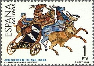 2768 - Juegos Olímpicos Los Ángeles - Cuadriga romana de Barcino