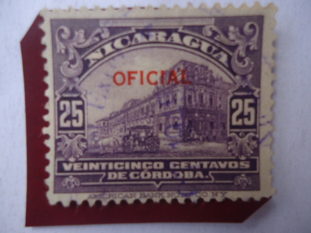 Palacio Nacional de Managua - y Catedral de León - Sobreestampación:Oficial.