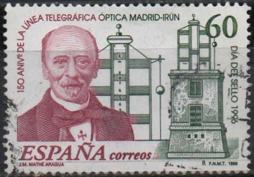 Dia del Sello 150 aniversario d´l´linea telegrafica optica Madrid-Irun