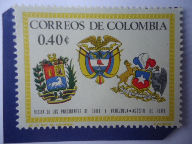 Visita de los Presidentes Eduardo Frei (Chile) y Raúl Leoni (V/zuela) Agosto de 1966- Escudos de Arm