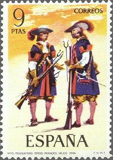 2171 - Uniformes militares - Mosqueteros de los Tercios Morados Viejos 1694