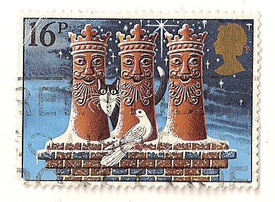 Navidad 1983. Adornos navideños, los tres reyes magos.