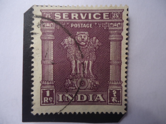 Capitel de Asoka - Emblema Nacional de la India-Cuatro Leones de Espalda - Serie: 1958/66