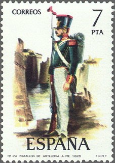 ESPAÑA 1976 2353 Sello Nuevo Serie Uniformes Militares Artilleria de a Pie