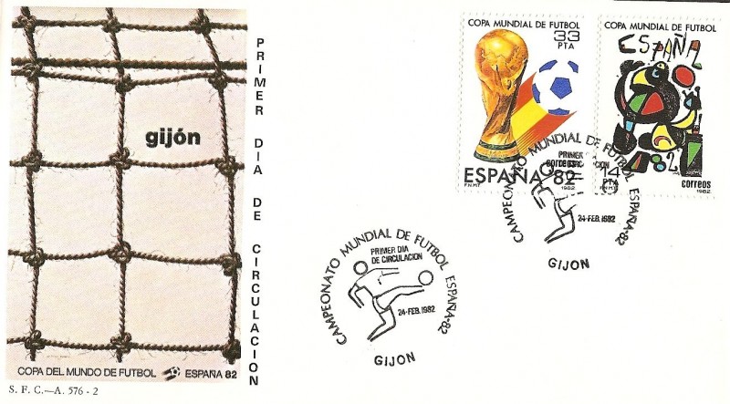 Mundial de Fútbol España 82 - cartel anunciador - Gijón SPD