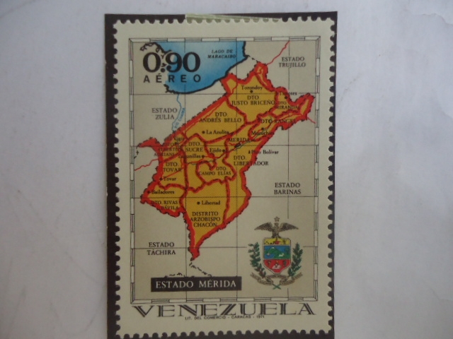 Estado Merida - Serie: Estados de Venezuela , Mapas y Escudos de Armas.