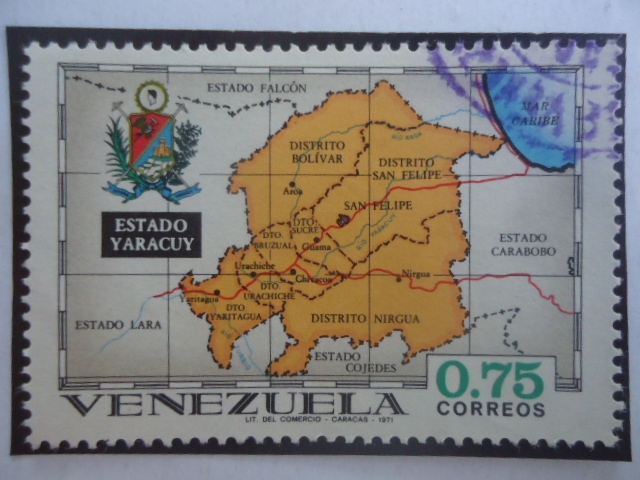 Estado Yaracuy - Serie: Estados de Venezuela , Mapas y Escudos de Armas.