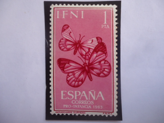 Ed:ES-IF 197 - Anthocharis Eupheno - IFNI Español - Sellos: Pro-Infancia 1963 