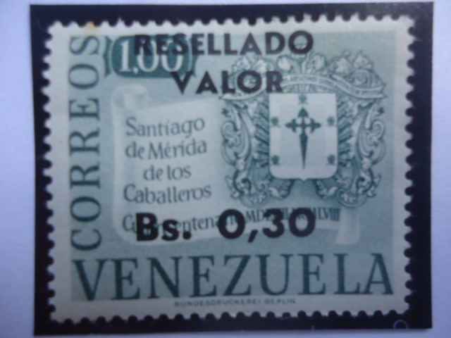 Santiago de Mérida de los Caballeros- Cuatricentenario de Fundación (1558-1958)- Escudo de Armas.