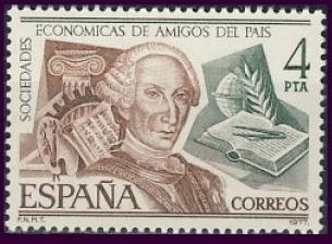 ESPAÑA 1977 2402 Sello ** Sociedades Economicas de Amigos del Pais Carlos III