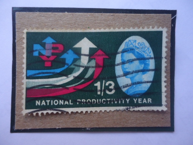 National Productivity Year- Año de la Productividad Nacional- Unificada-Sello de 1' 3 Chelín Británi