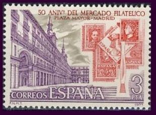 ESPAÑA 1977 2415 Sello Nuevo L Aniversario del Mercado Filatelico de la Plaza Mayor de Madrid