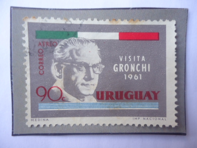 Giovanni Gronchi (1887-1978)- Presidente de Francia (1955-1962)- Sello de 90 Céntimos, año 1961