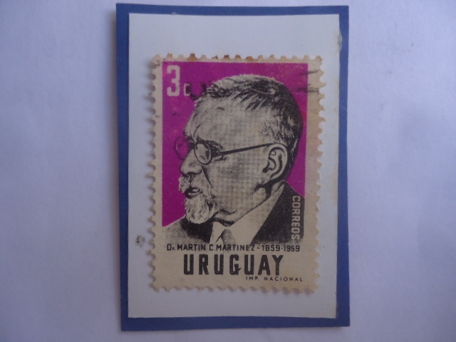 Dr. Martín Casimiro Martínez (1859-1959)- Abogado y Político Uruguayo-Sello de 3 Céntimos, año 1959.