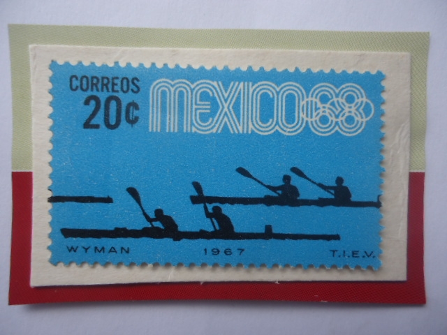 Regata de Remo- Serie: Juego Olímpicos  de Verano 1968- Ciudad de México (IV)- Sello de 20 Centavos,